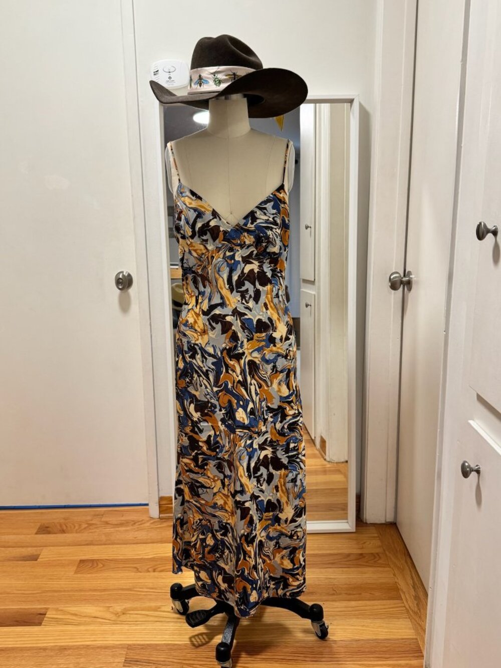 Abercrombie & Fitch Satin Slip Dress Maxi with V Neckline- Perfect for Summer